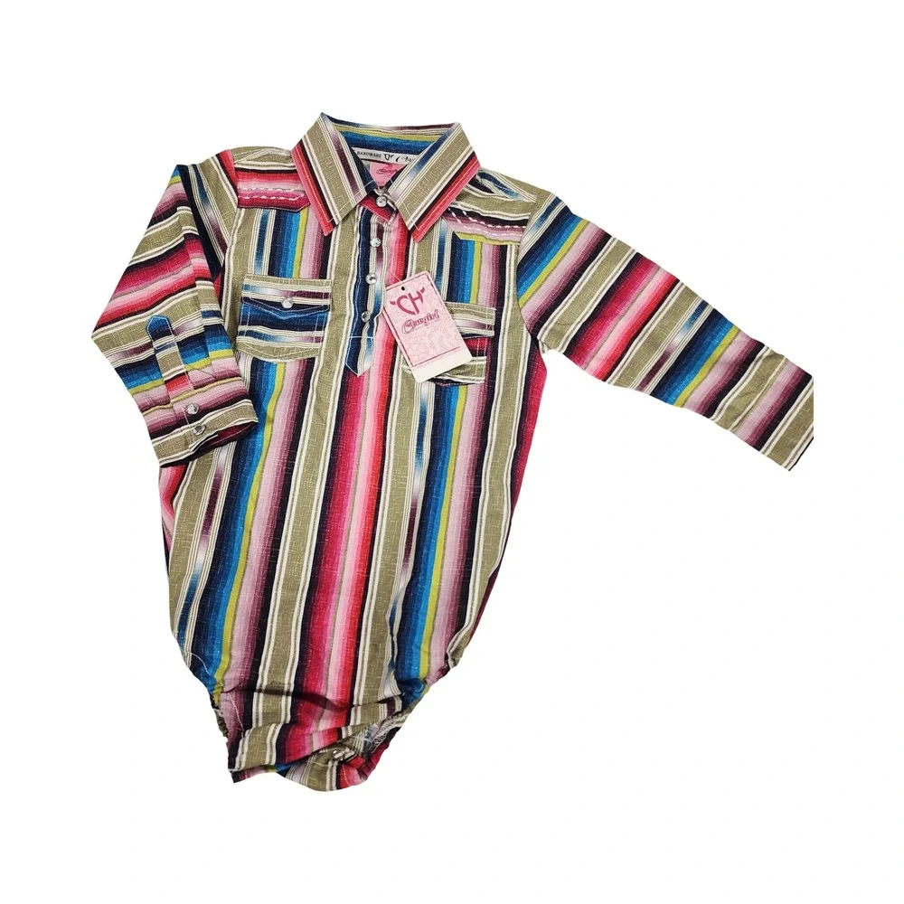 Cowgirl Hardware Toddler Girls Serape Stripe Western‎ Romper Horse 24M NWT